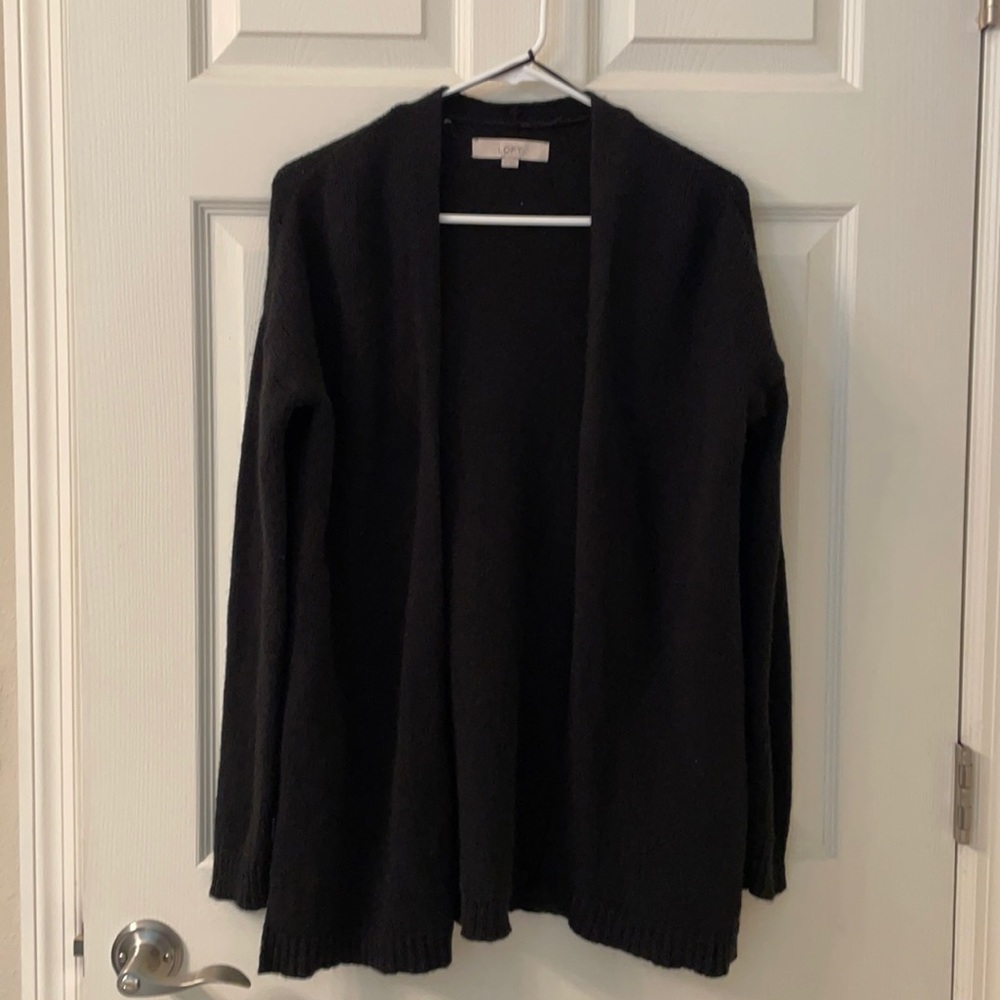 Ann Taylor Loft Black Cotton Wool Cardigan Size XS